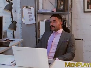 Blowjobs and anal with suited Shane Jackson and Teddy Torres